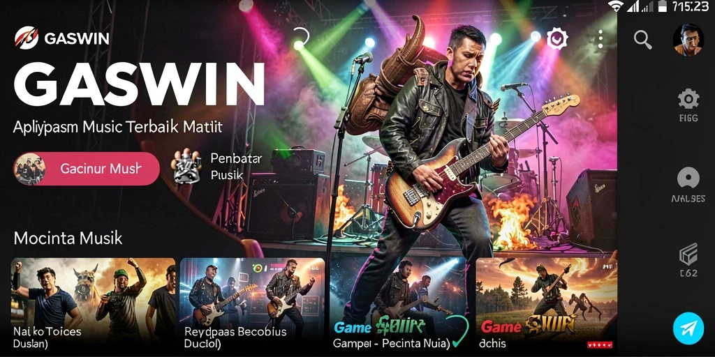 Screenshot utama GASWIN menampilkan gameplay seru dan interaktif music.