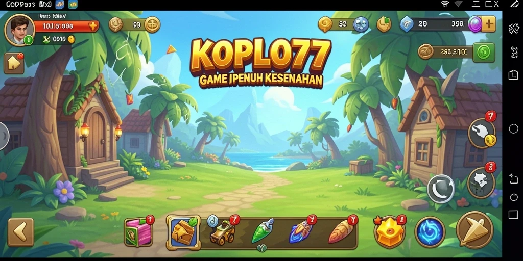 Screenshot gameplay KOPLO77 menampilkan aksi seru dan manajemen sumber daya.