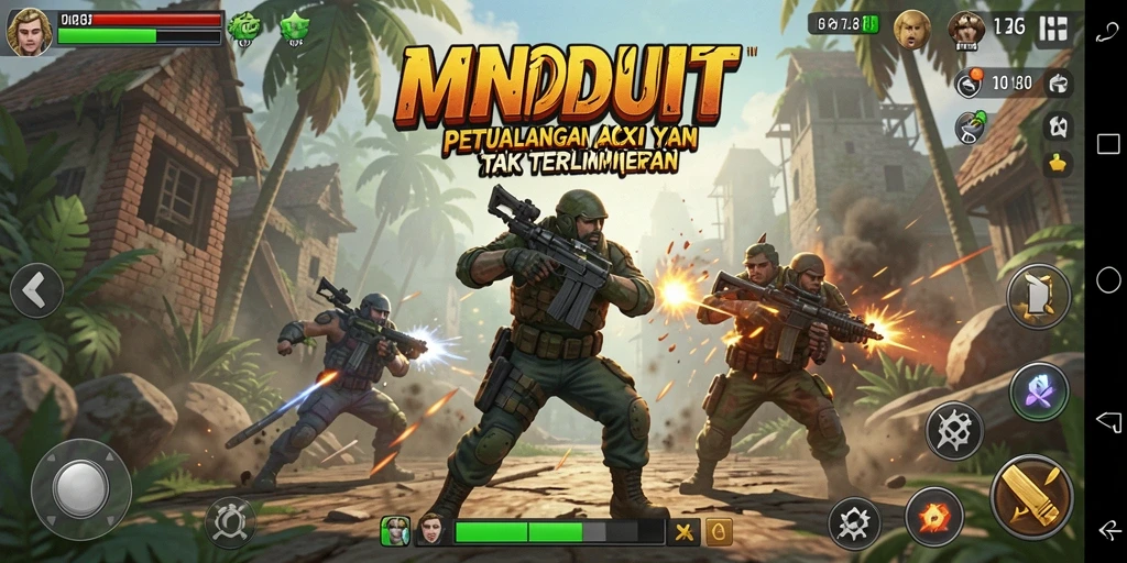 Tampilan gameplay MNDUIT yang mendebarkan dan penuh aksi.