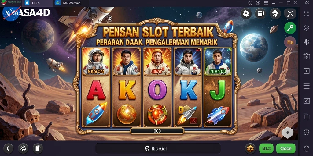 Screenshot game Slot NASA4D dengan tampilan reel yang menarik.
