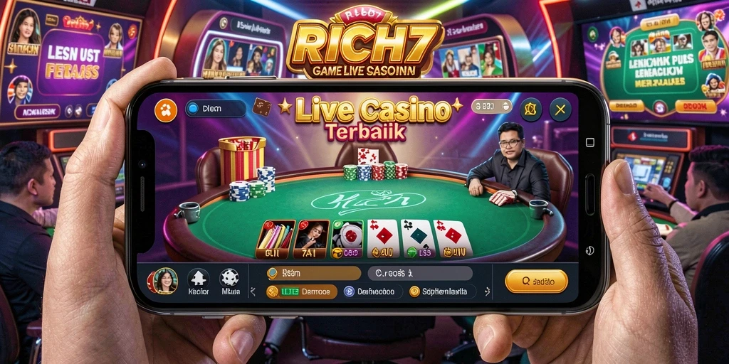 Gameplay Live Casino yang mendebarkan di RICH7 dengan dealer langsung.