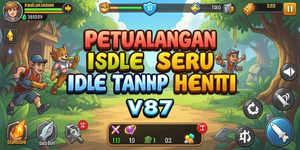 Screenshot gameplay V87 menampilkan petualangan Idle yang seru dan menyenangkan.